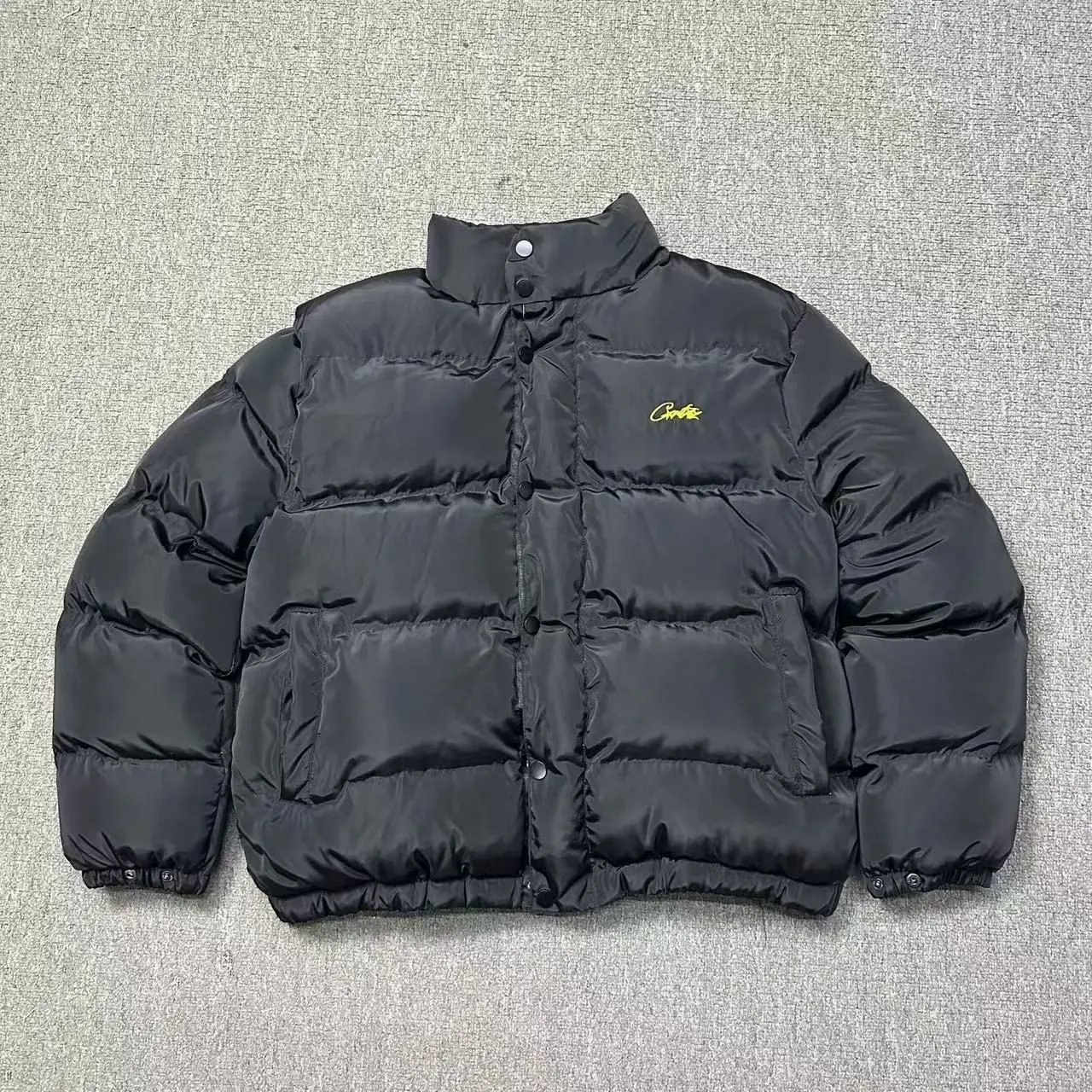 立领棉服-黑色黄标