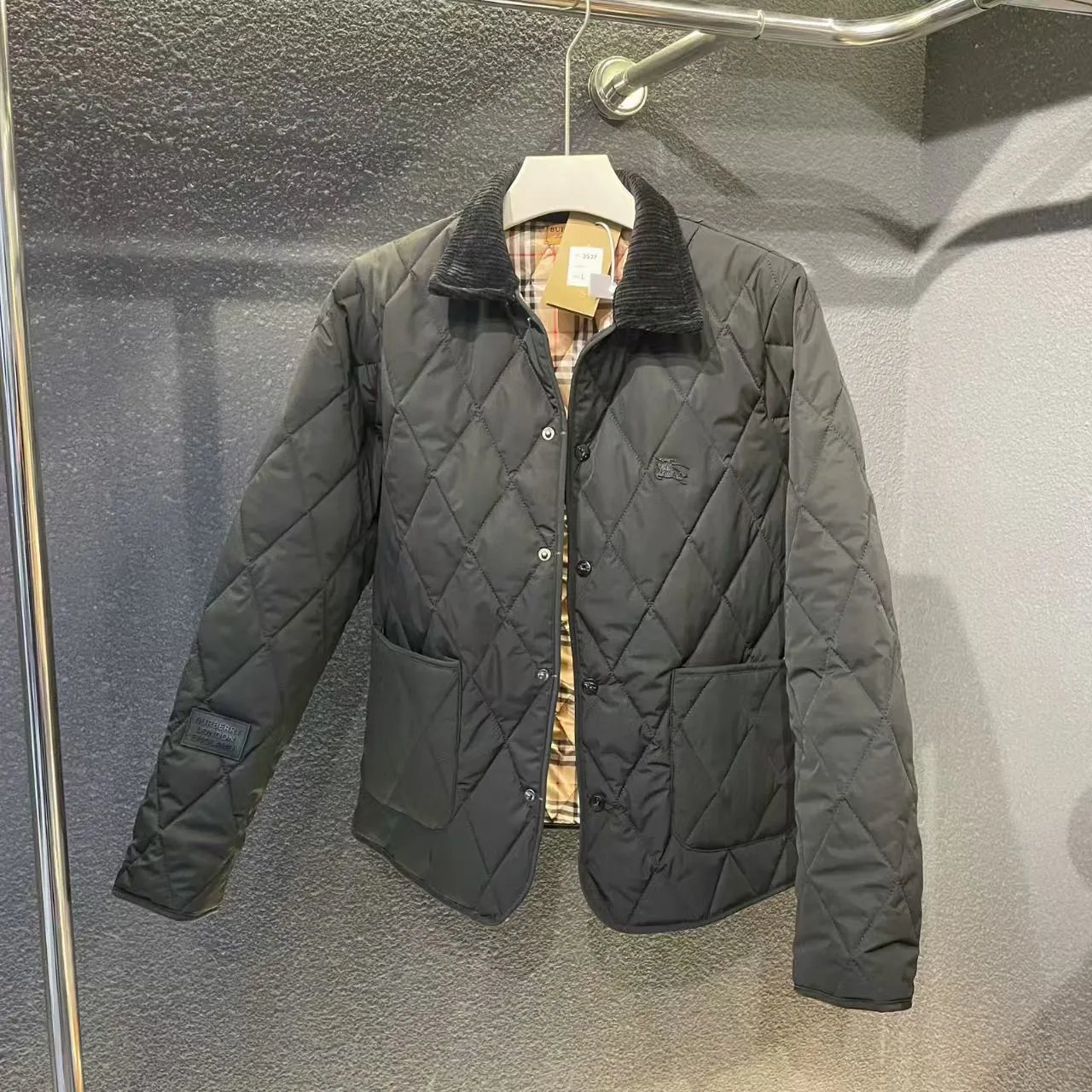 战马棉服夹克黑色