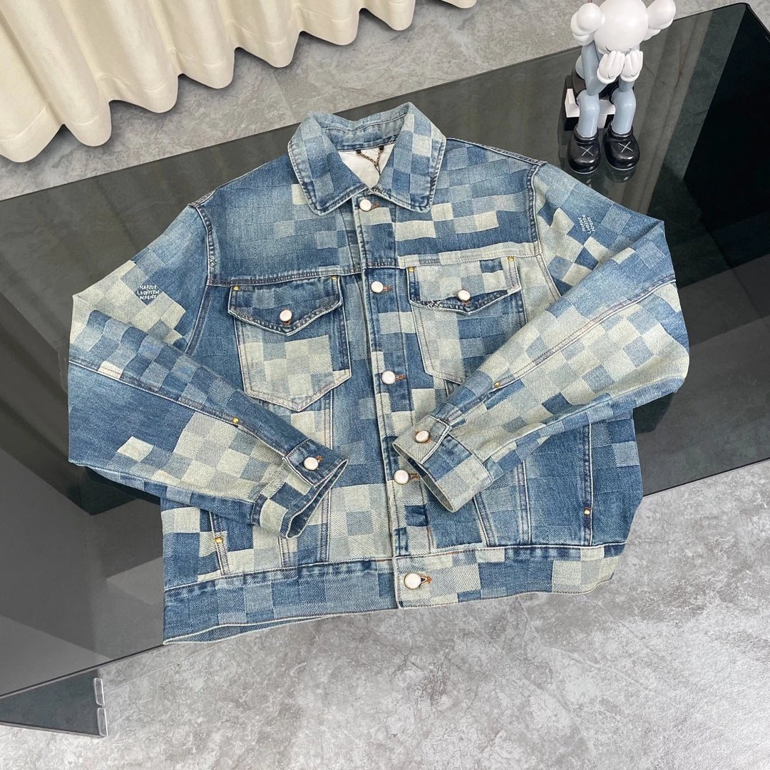Checkered denim top