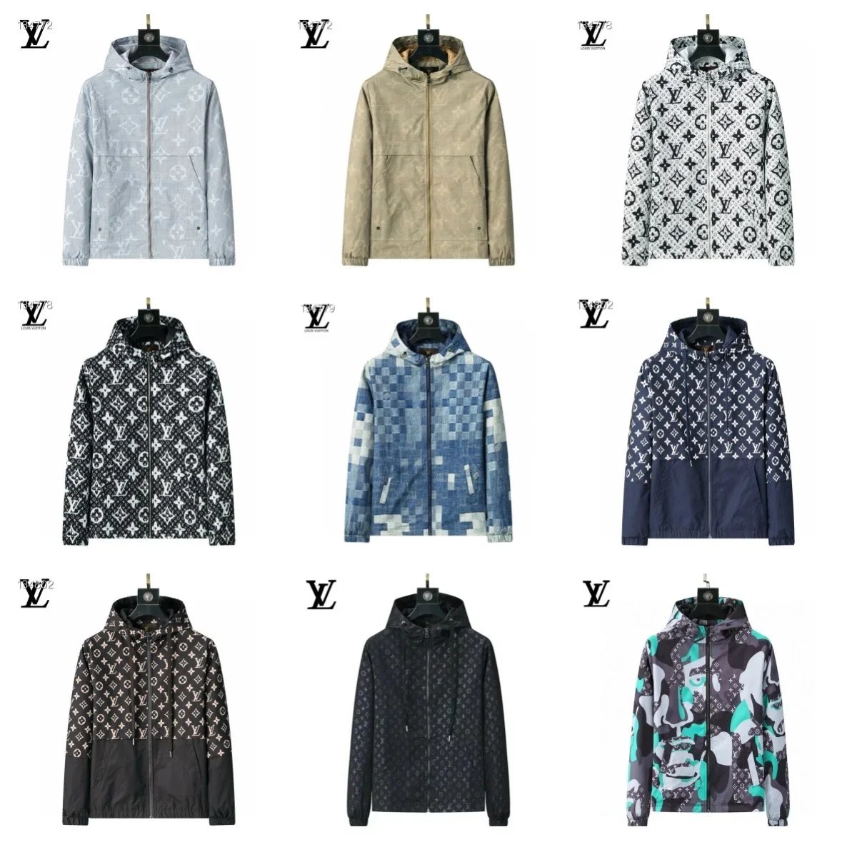LV Monogram Print Hooded Jacket Men's Fashion Outerwear