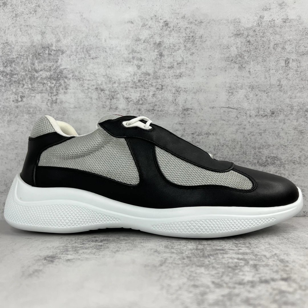 Black and White Mesh Sneakers with Chunky Sole