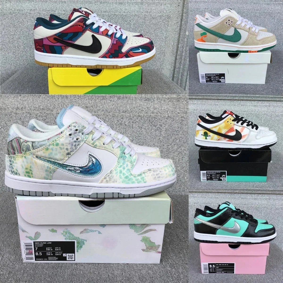 Nike Dunk Low Sneakers Various Colorways and Designs