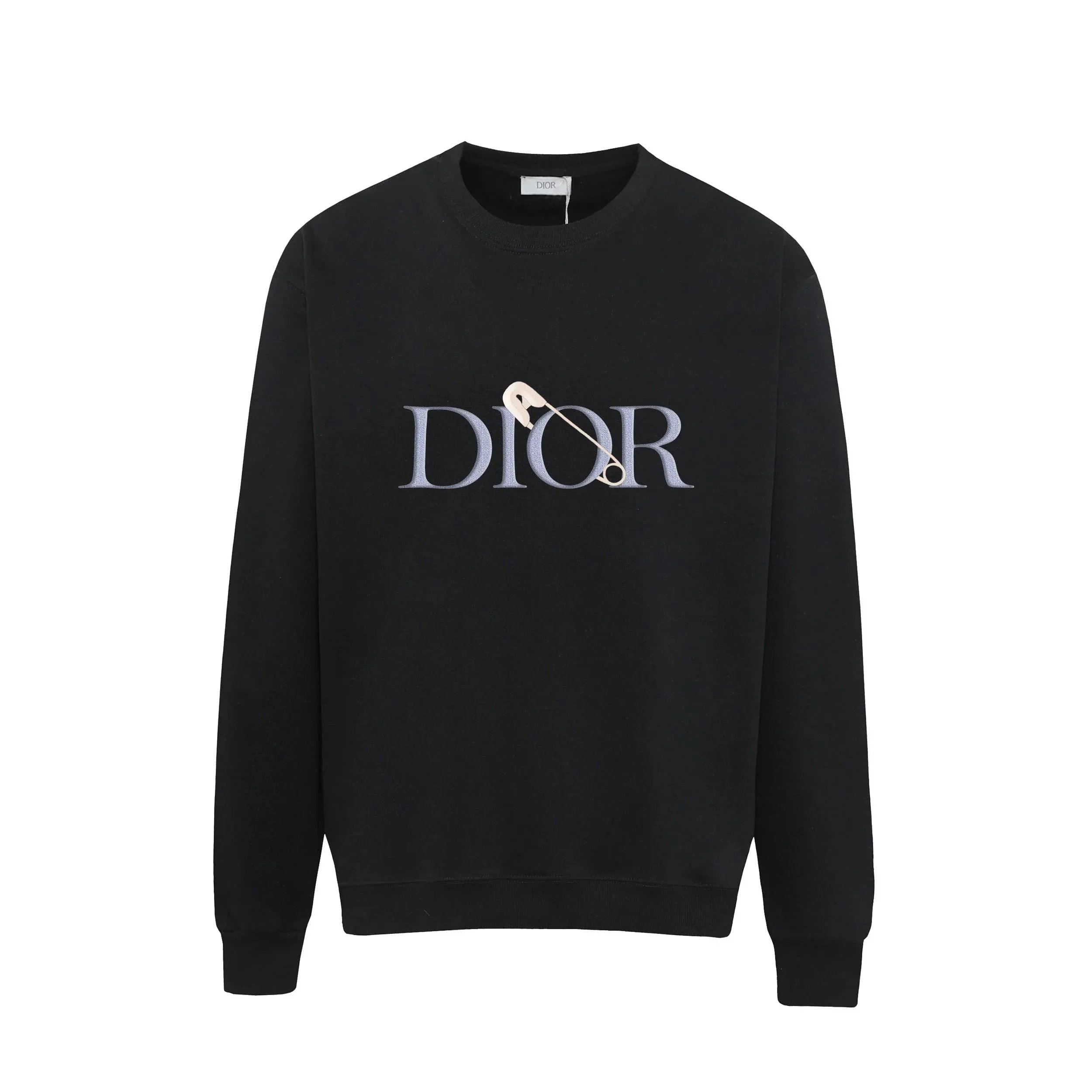 Dior Black Sweatshirt with Logo and Safety Pin Design