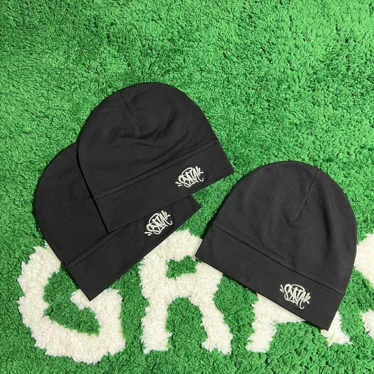 Black Beanie Hat with White Logo Embroidery