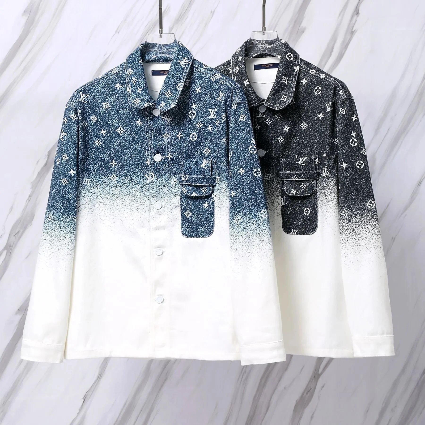 LV Monogram Ombre Print Shirt for Men and Women