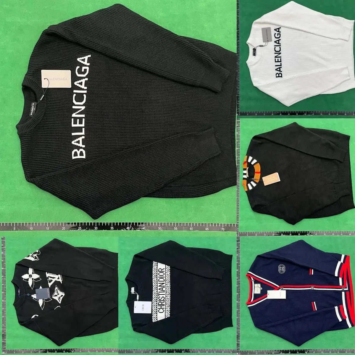 Balenciaga Logo Knit Sweater Black White Men's Fashion