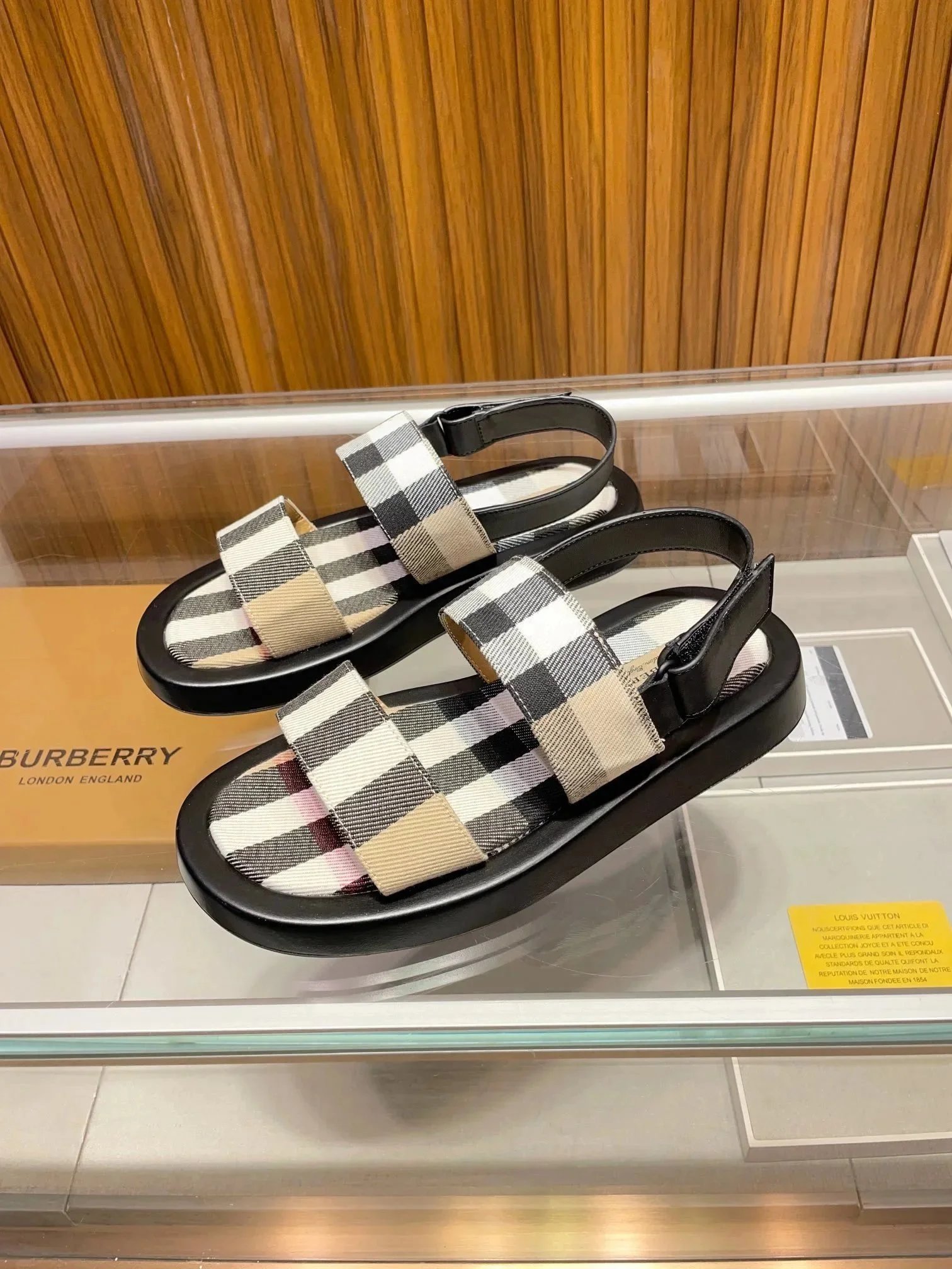 Burberry Check Pattern Slide Sandals for Women