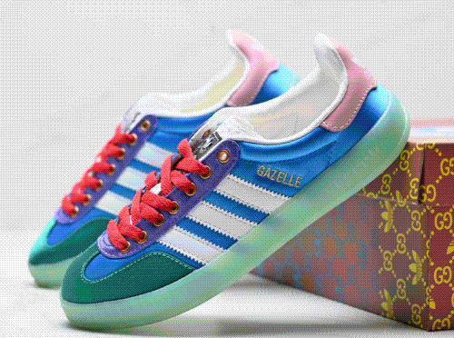 Adidas Gazelle Blue Green Pink Sneakers