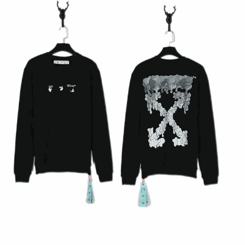 Off-White Black Sweatshirt with Dripping X Logo Design