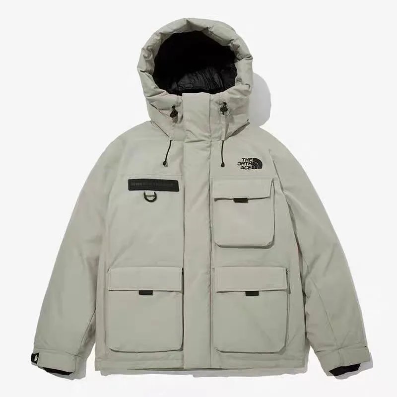 The North Face Men's Winter Parka Jacket with Hood and Multiple Pockets