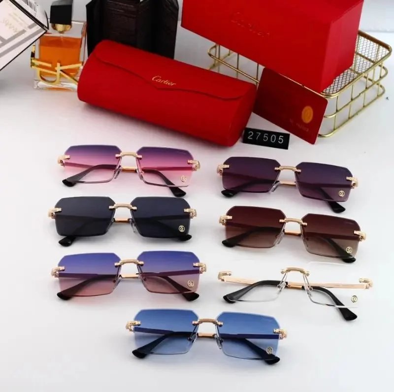 Cartier 27505 Rimless Sunglasses Fashion Square Frame