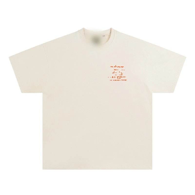 Cream Oversized T-Shirt with Orange Logo Print