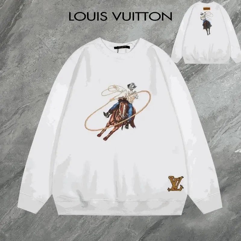 Louis Vuitton White Cowboy Horse Print Sweatshirt