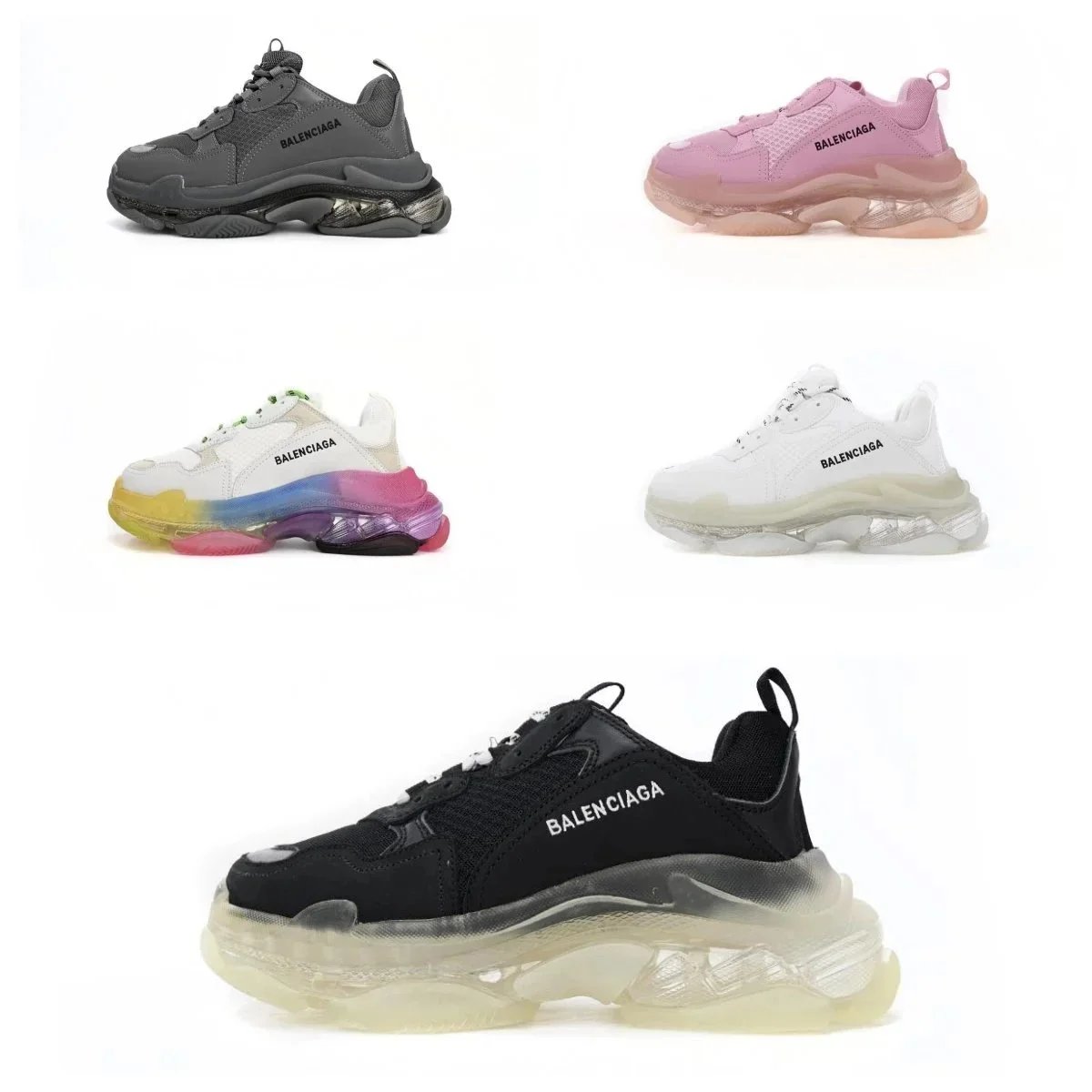 Balenciaga Triple S Sneakers Transparent Sole Fashion Shoes