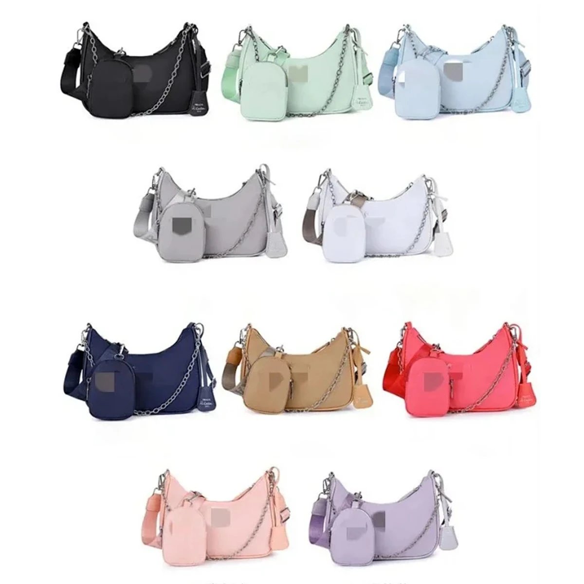Stylish Chain Shoulder Bag with Detachable Pouch in Multiple Colors