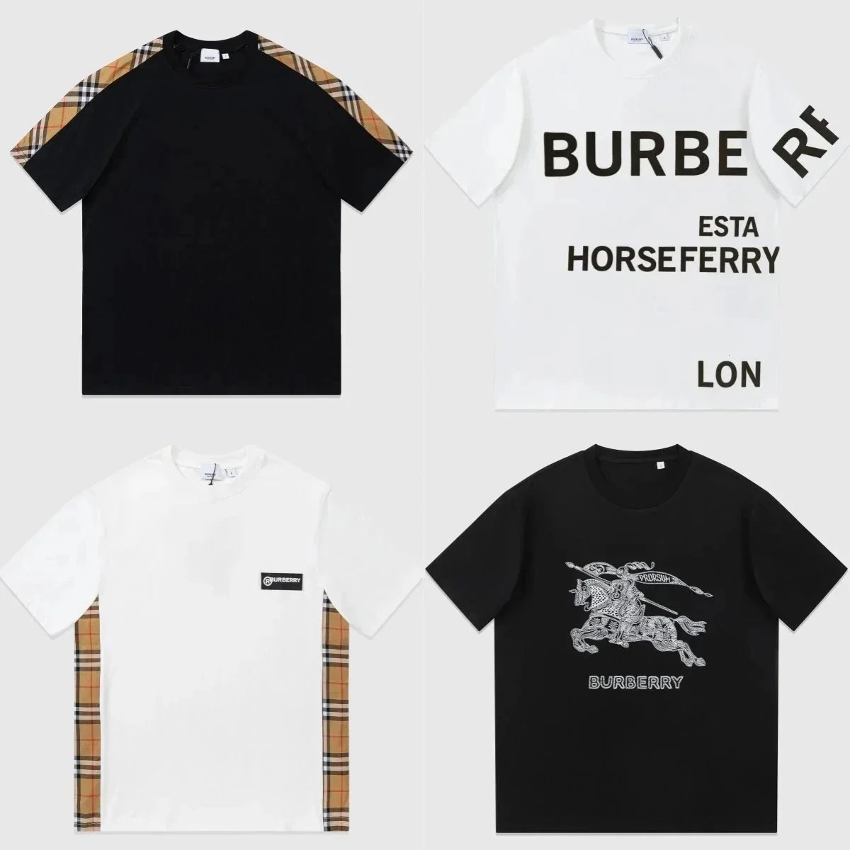 Burberry T-Shirts with Check Pattern and Logo Design