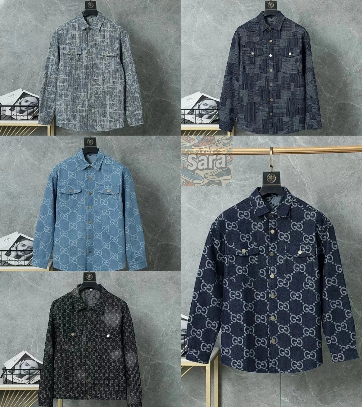Gucci GG Pattern Denim Shirt for Men