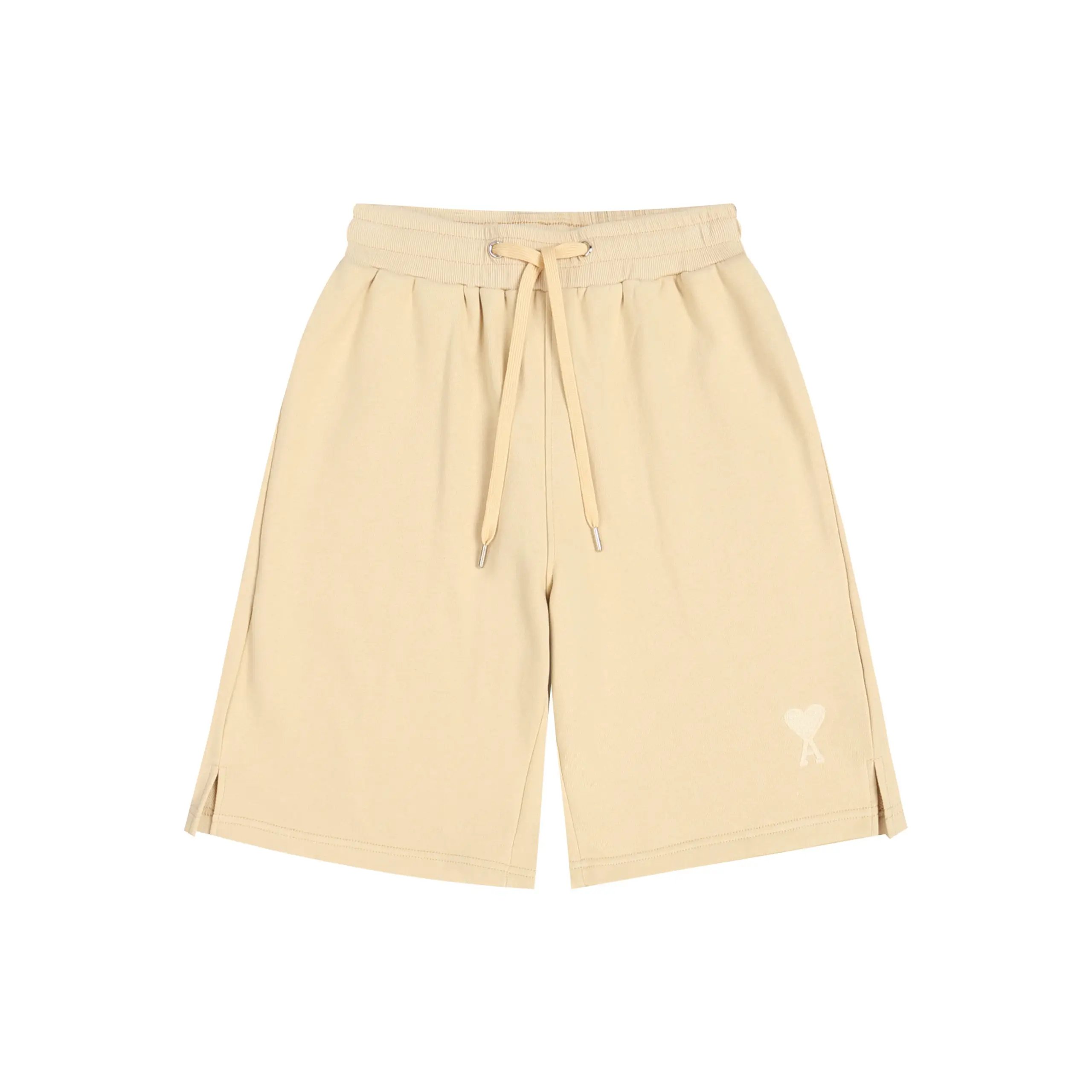 Beige Cotton Blend Shorts with Heart Logo