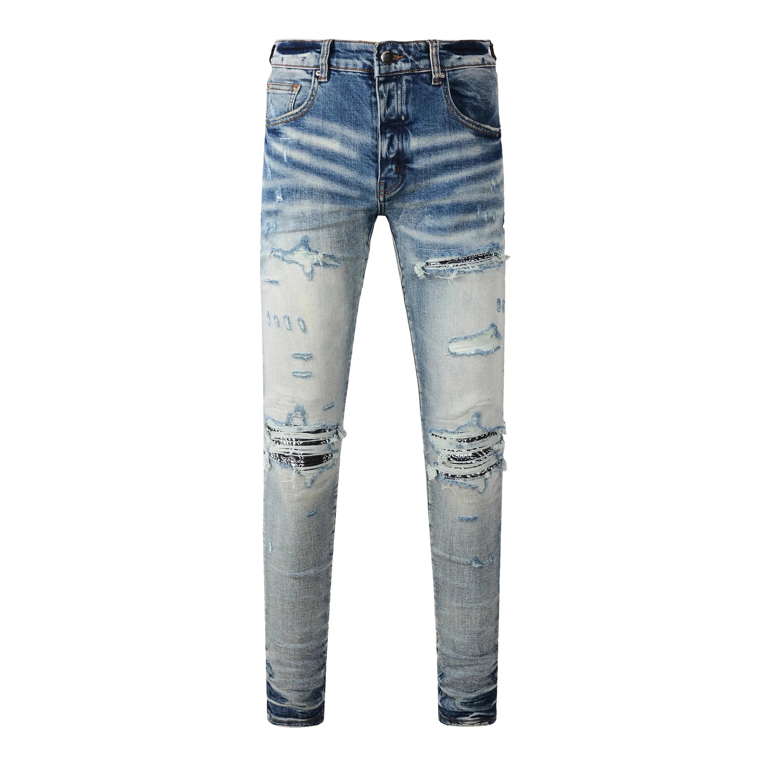 Ripped Distressed Skinny Fit Denim Jeans for Men
