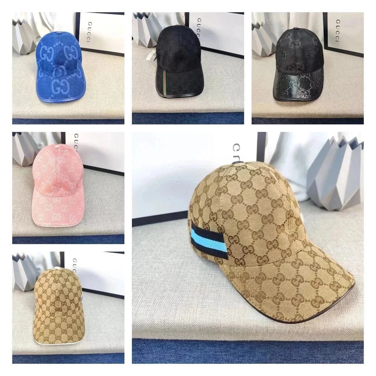 Gucci GG Supreme Pattern Baseball Cap with Web Stripe