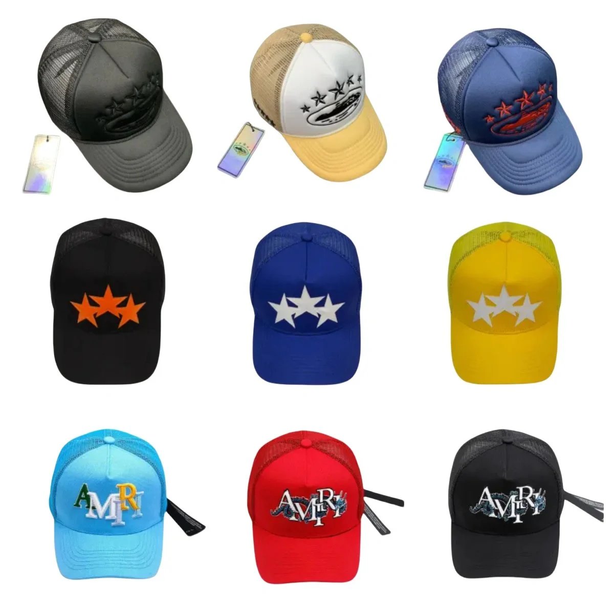 AMRY Star Logo Trucker Hats for Men Women - Mesh Baseball Caps with Adjustable Strap