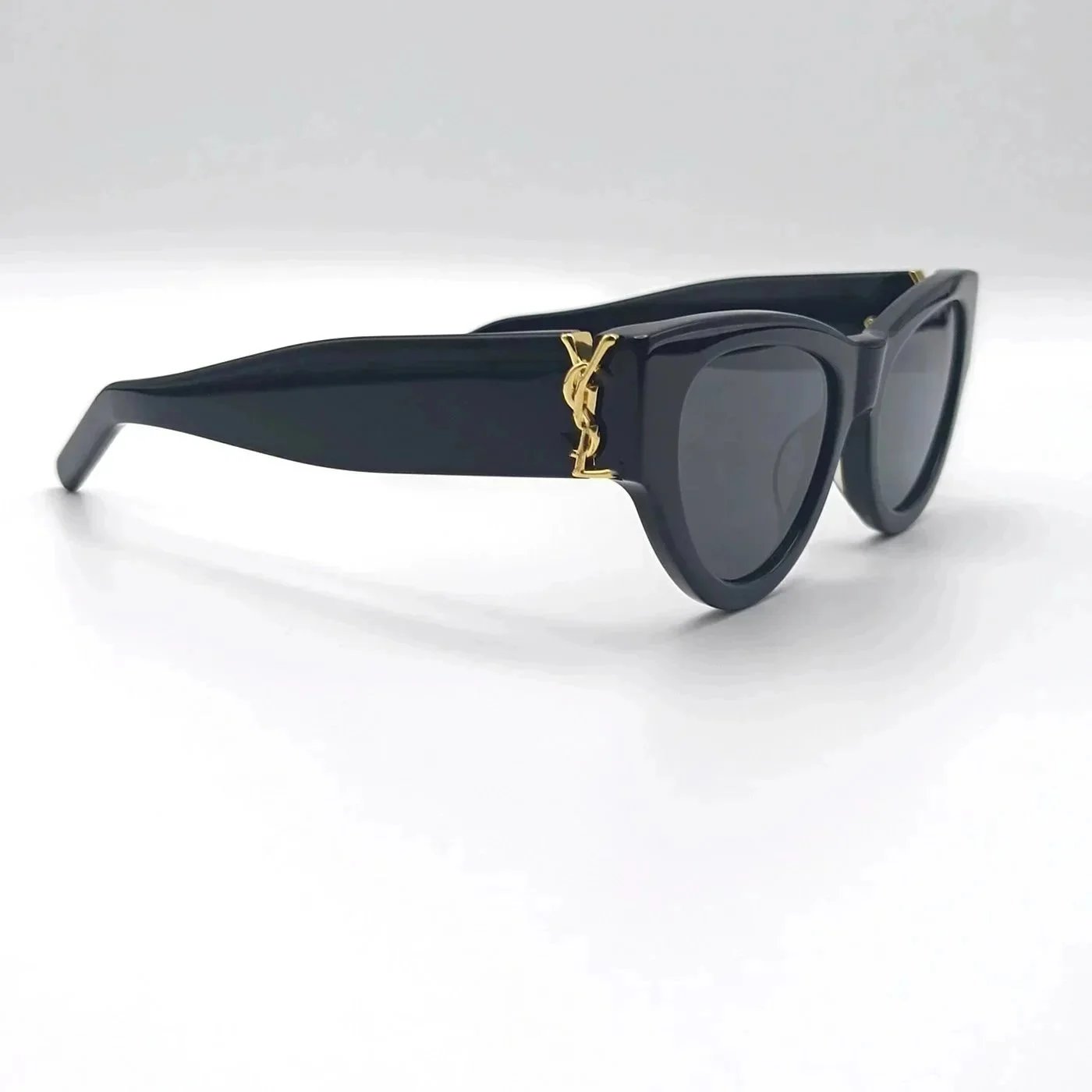 Saint Laurent Black Cat Eye Sunglasses with Gold Logo