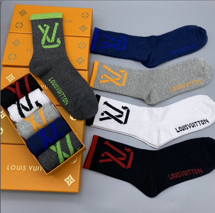 Louis Vuitton Logo Socks Set Multi Color Men's Fashion Accessories