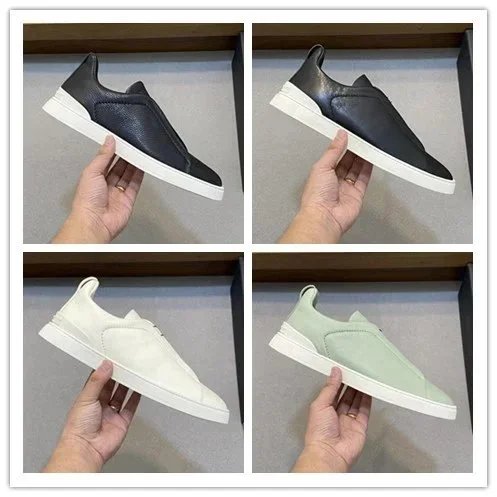 Minimalist Slip-On Sneakers for Men and Women - Black White Mint