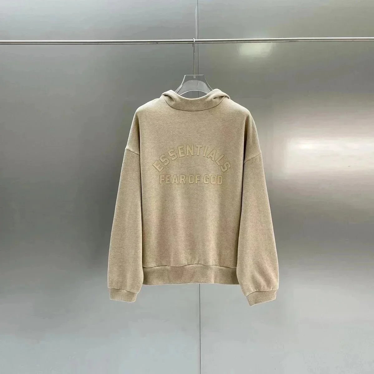 Fear of God Essentials Hoodie Beige Oversized Sweatshirt