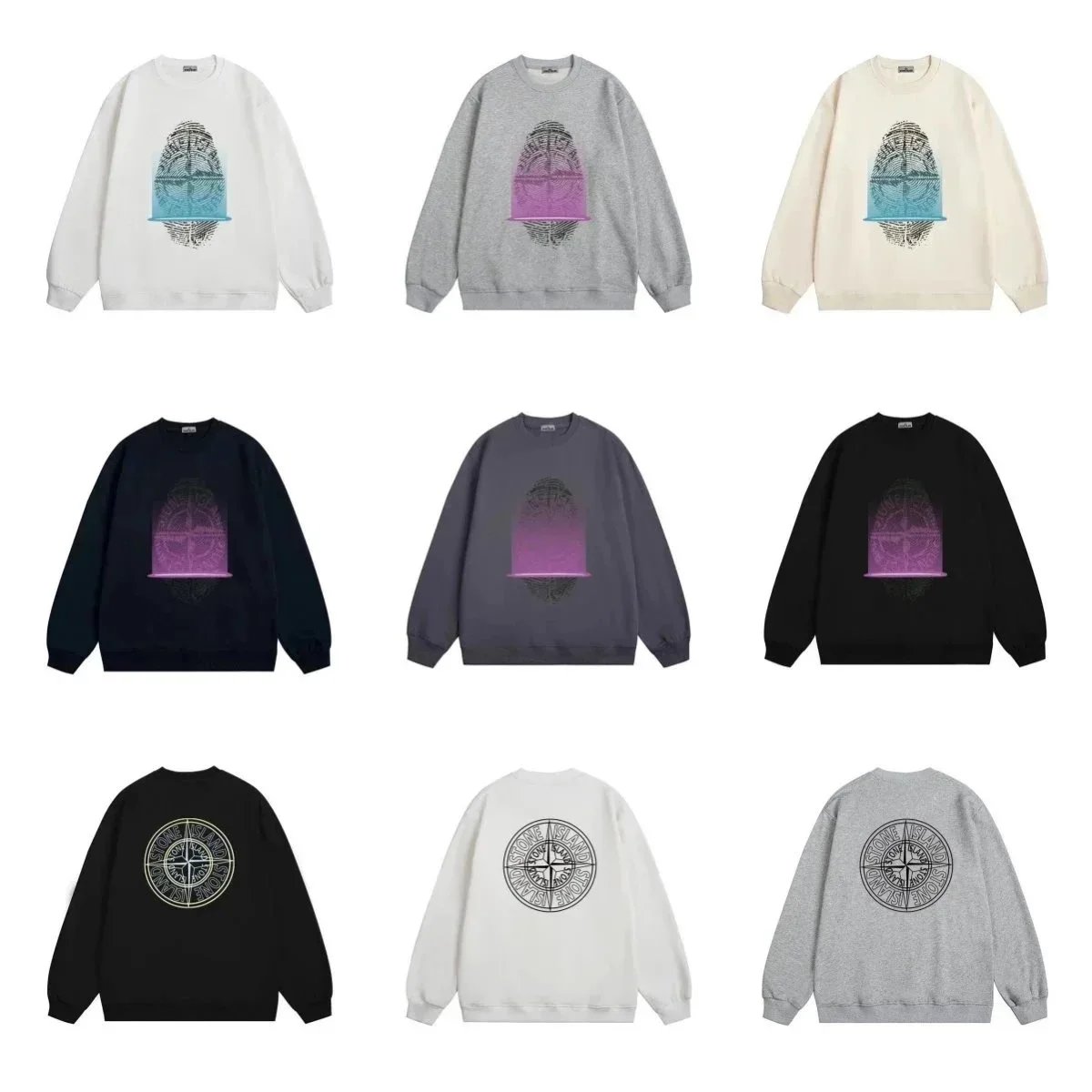 Stone Island Compass Logo Sweatshirt Unisex Oversized Crewneck