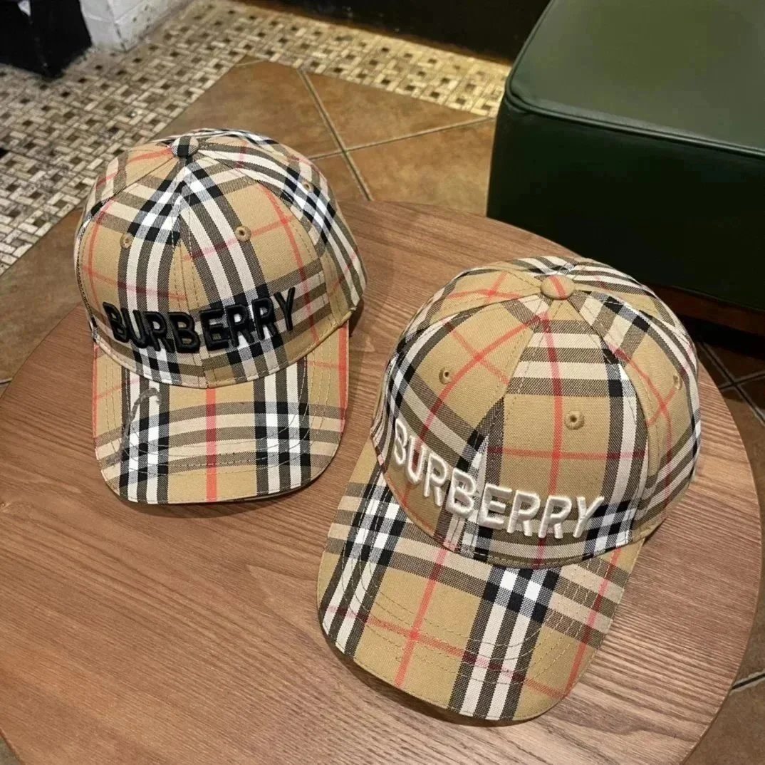 Burberry Check Pattern Baseball Cap with Logo Embroidery