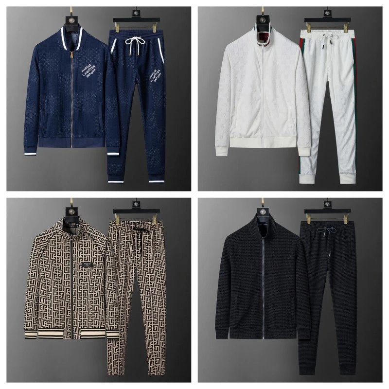 Fendi Men's Tracksuit Set with Iconic FF Pattern and Solid Colors