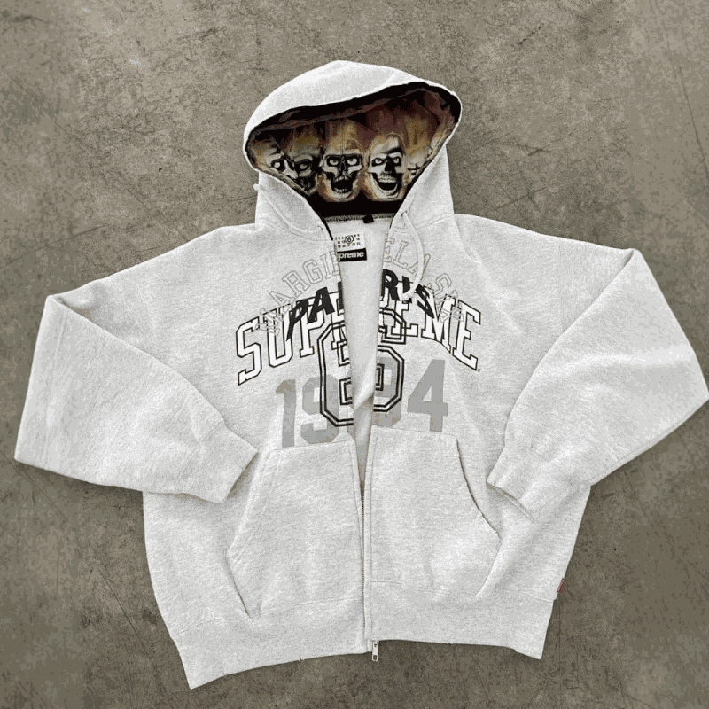 Supreme Arch Logo Zip-Up Hoodie Gray 1904