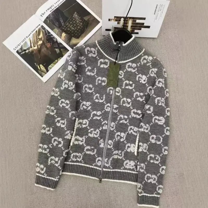 Gucci Monogram Knit Zip-Up Sweater Jacket