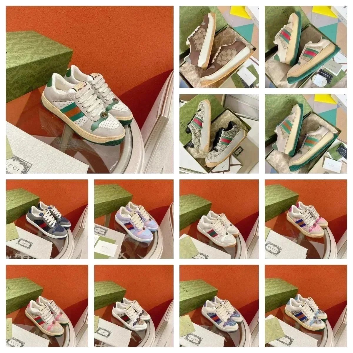 Gucci Ace Sneakers White Green Red Stripe Leather Trainers