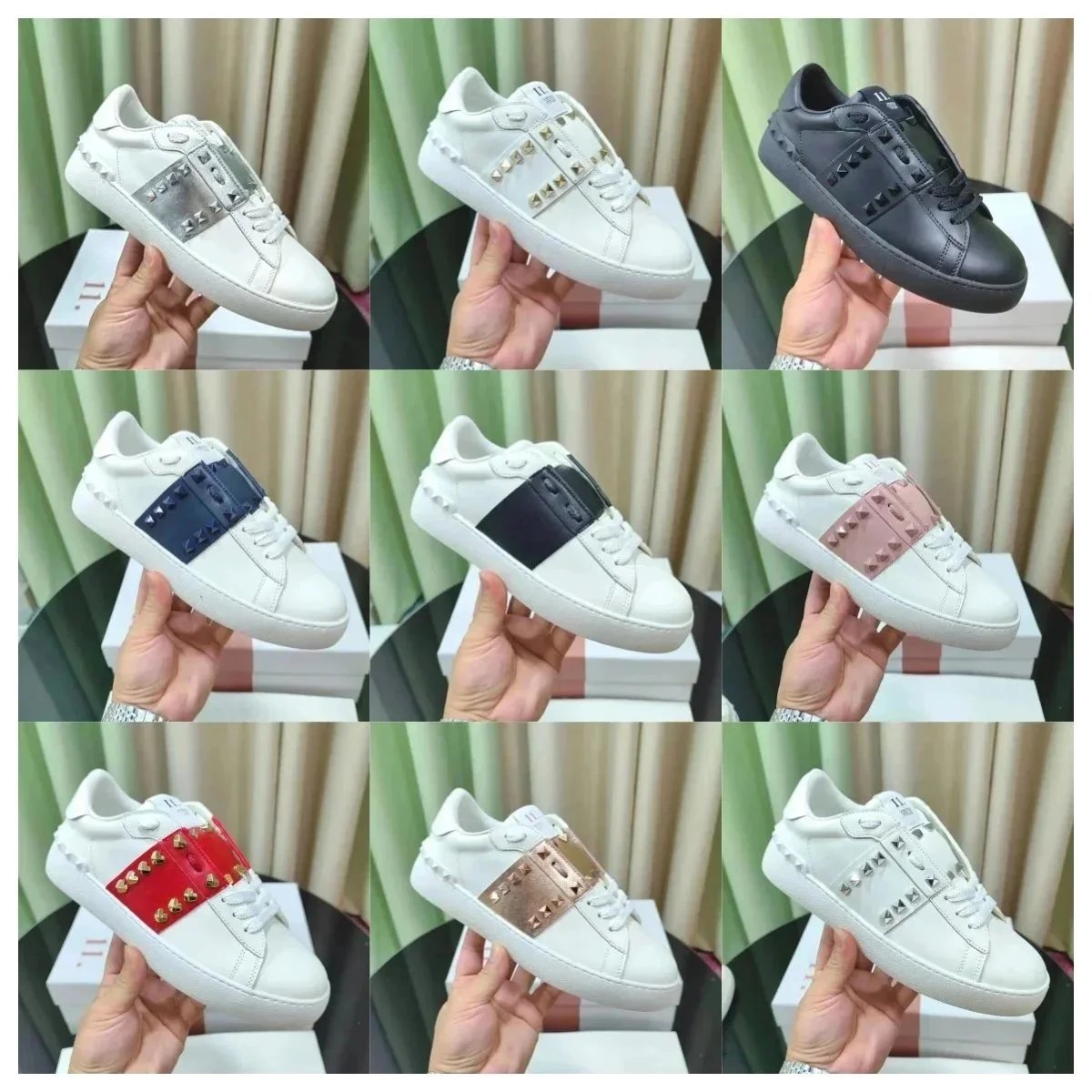Studded Leather Sneakers for Women Fashion Casual Shoes