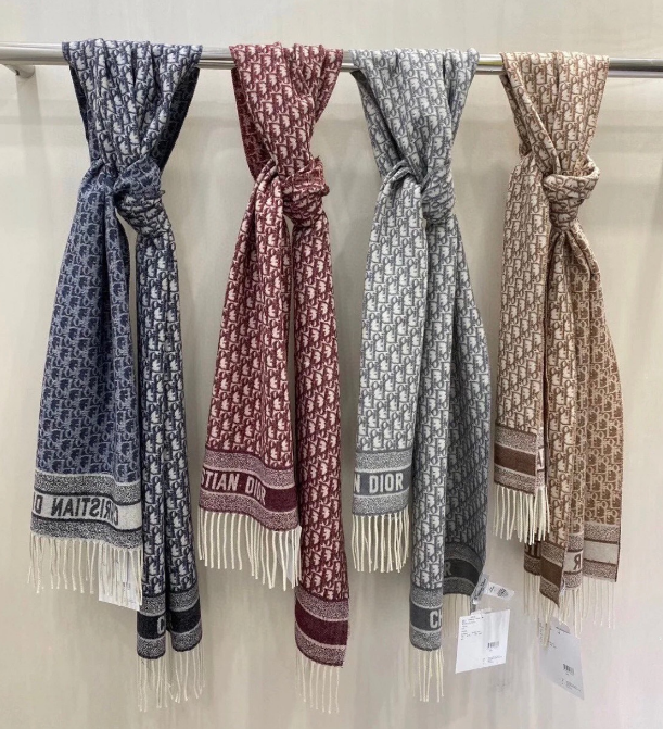 Christian Dior Monogram Pattern Wool Scarf