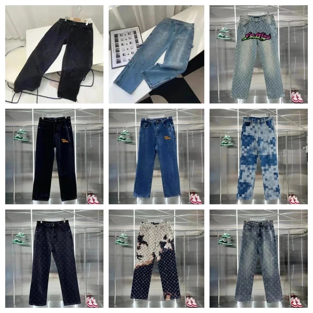 LV Pattern Denim Pants Women Fashion Streetwear Jeans