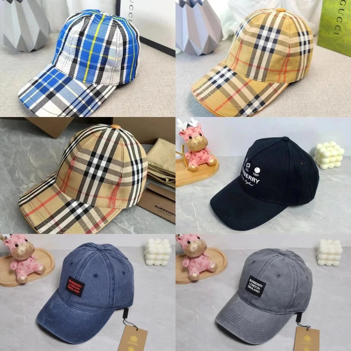 Burberry Plaid Baseball Cap Classic Check Pattern Hat