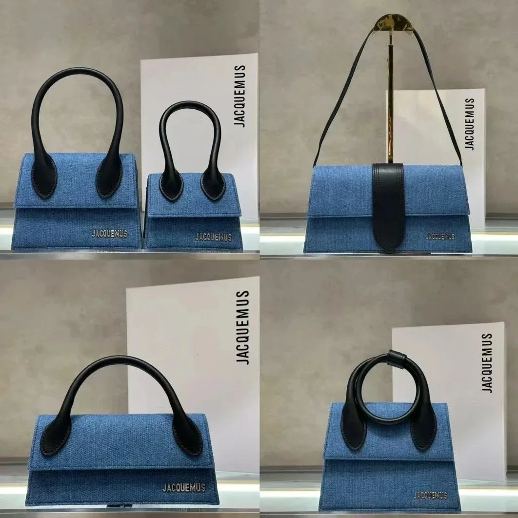 Jacquemus Le Chiquito Denim Mini Bag with Black Leather Handle