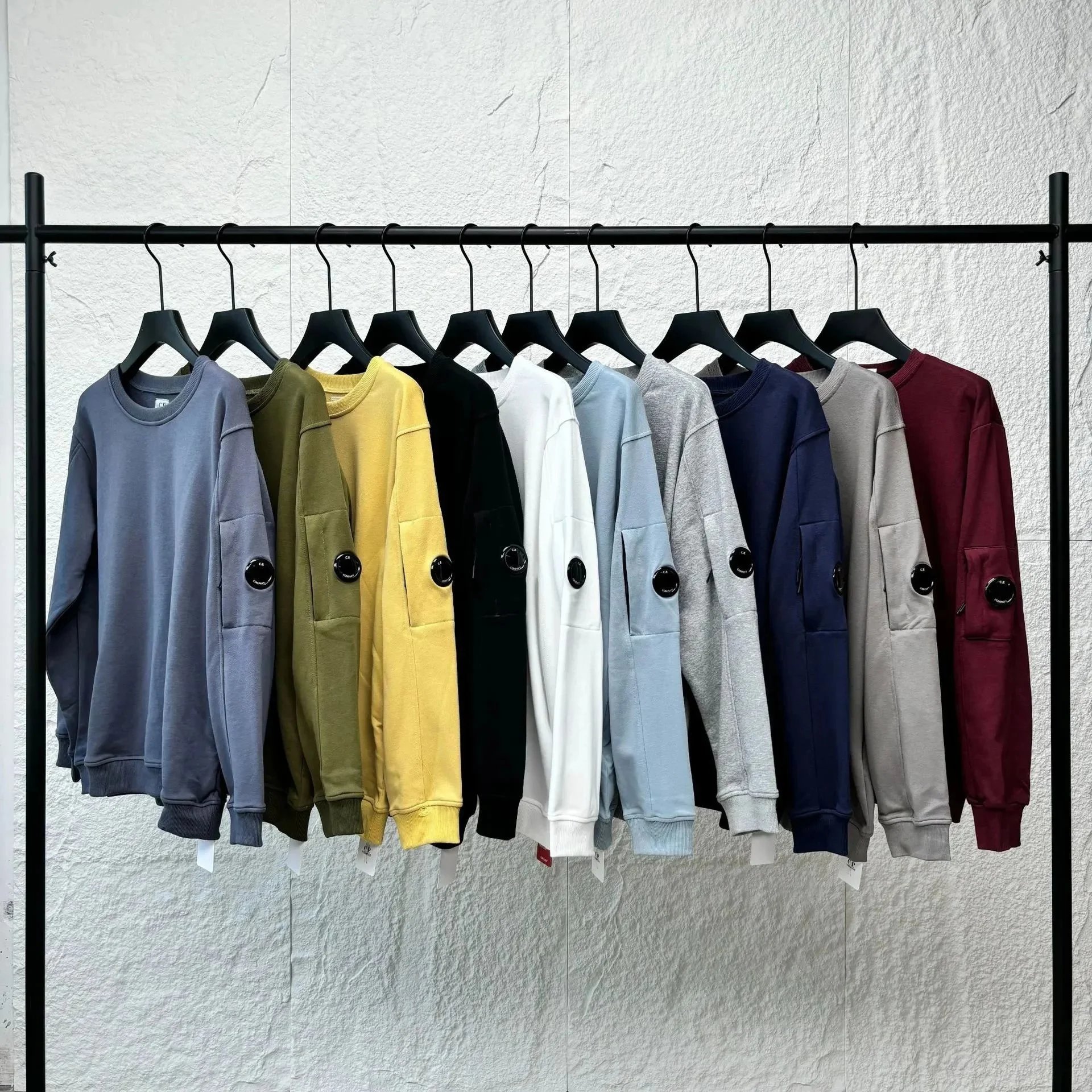 Men Women Casual Long Sleeve Sweatshirt with Pocket and Button Design