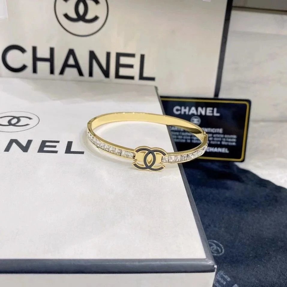 CHANEL Gold Diamond Bracelet with CC Logo