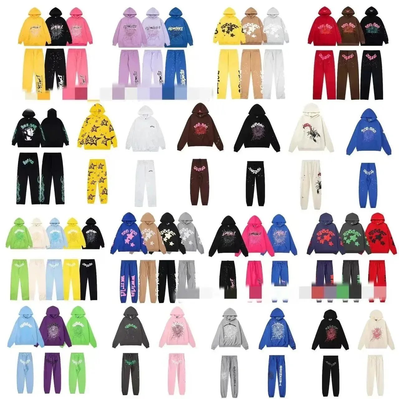 Spider Hoodie and Pants Set Casual Matching Tracksuits for Men Women