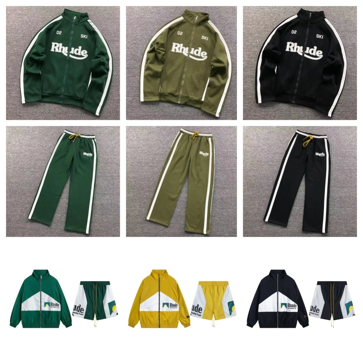 Rhude Ski Track Jacket and Pants Set Men Women Sportswear