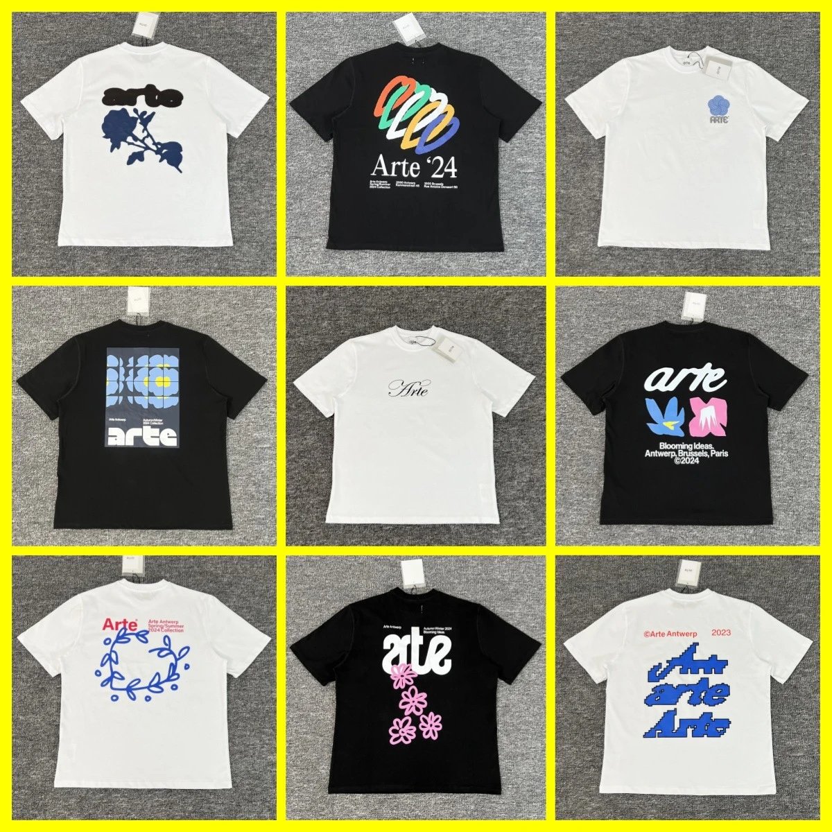 RF.25夏季 t shirt 新款学生上衣蓝色玫瑰花印花T恤男女休闲宽松短袖