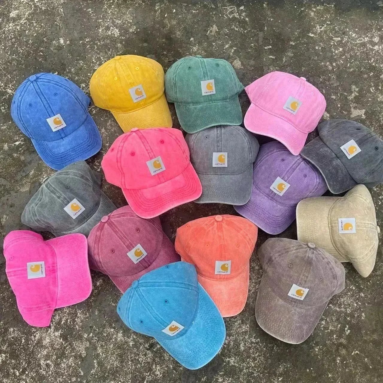 Carhartt Colorful Washed Denim Baseball Caps for Men and Women