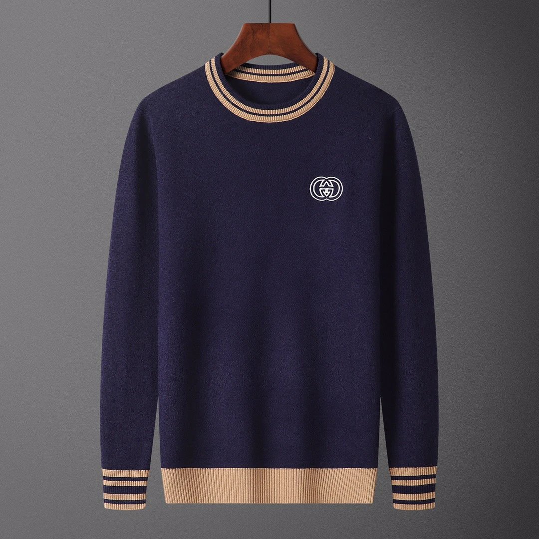 Gucci Navy Blue Knit Sweater with Interlocking G Logo