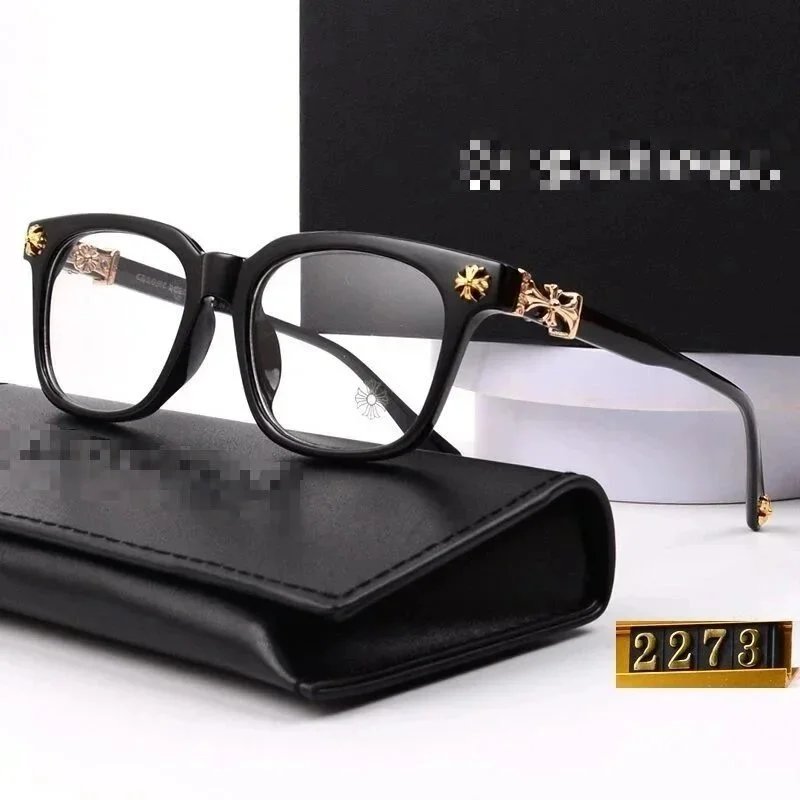 Black Square Eyeglasses with Gold Decorative Details 2273