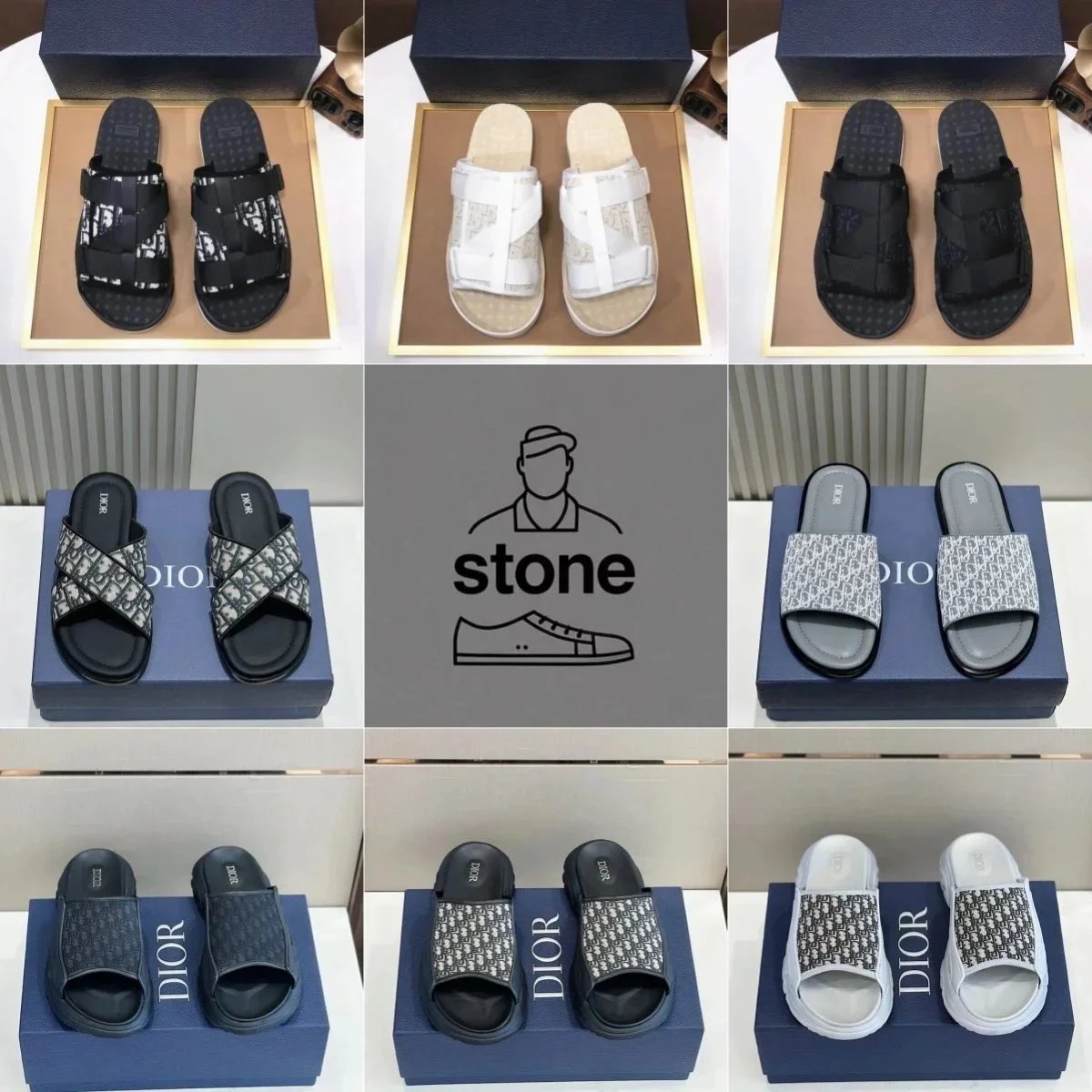 Dior Men's Slides Sandals with Oblique Pattern
