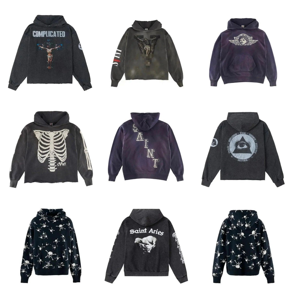 Saint Aries Hoodies - Gothic Skeleton and Religious Design Sweatshirts